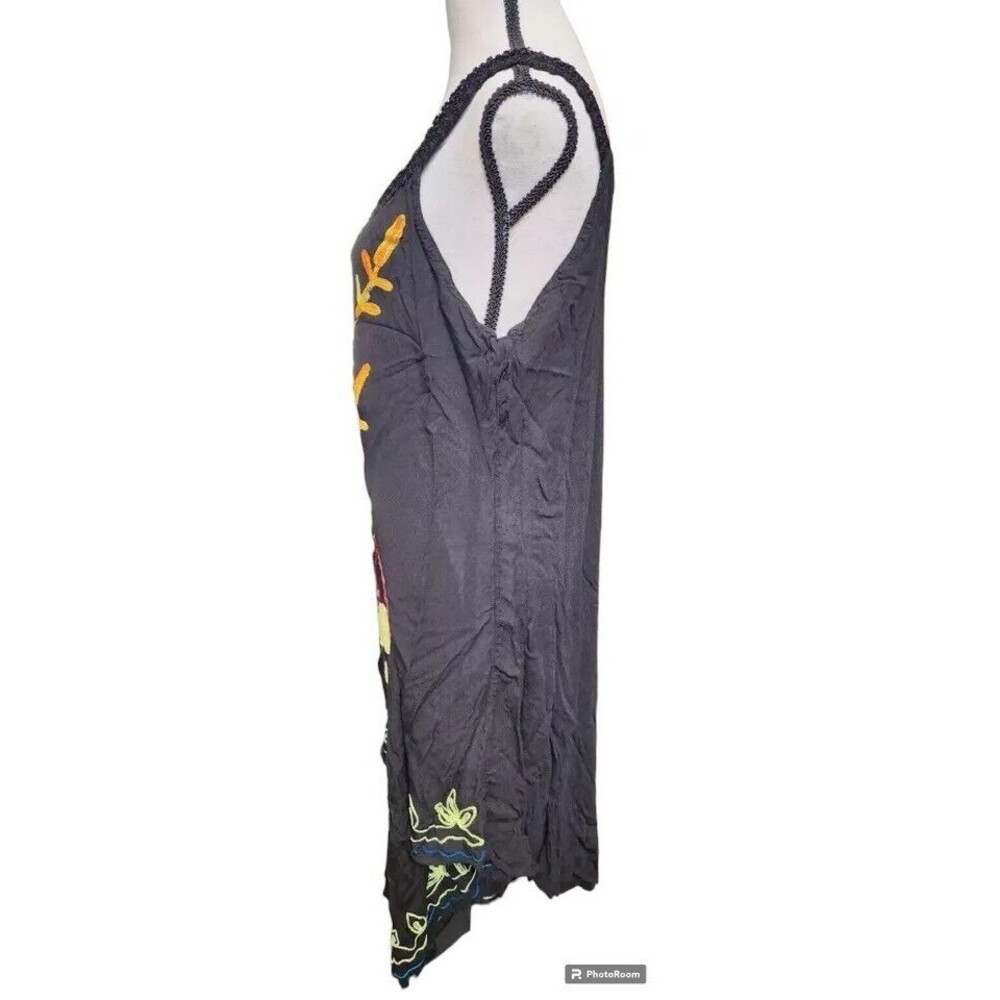 Exist Black Embroidered Boho Dress One Size Flowy Hippie - Picture 6 of 8